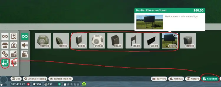 Educational Items Menu Planet Zoo