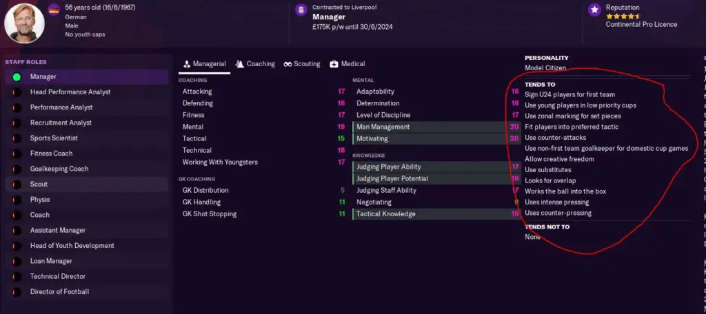 Jurgen Klopp's Football Manager profile